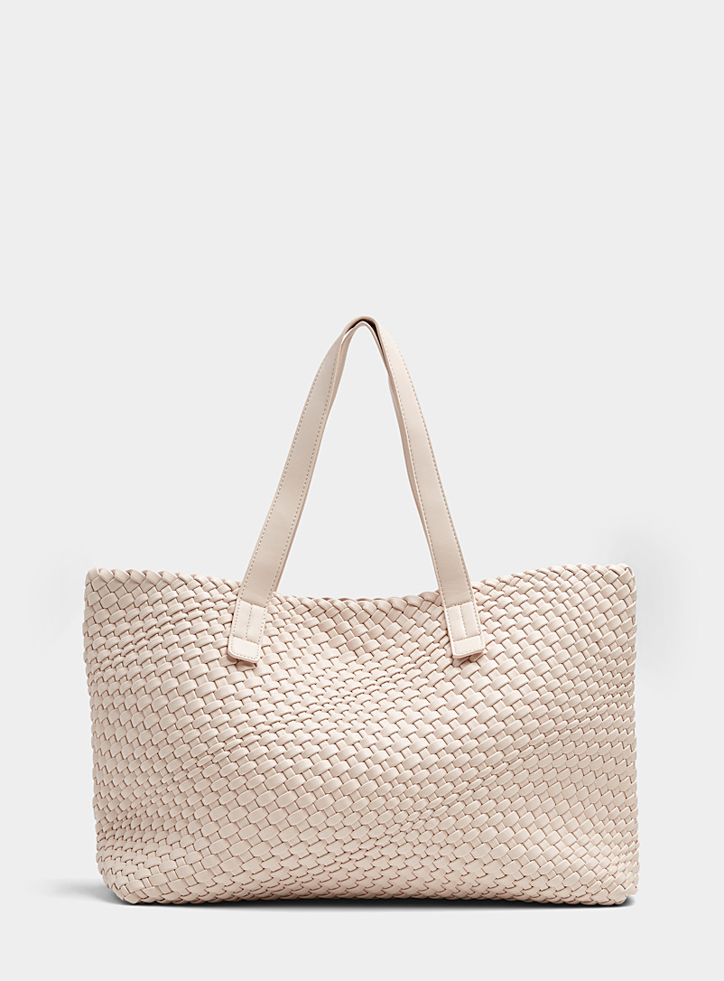 Simons Off White Large braided tote for women
