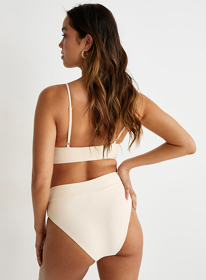 Simons Ivory White Terry-like high-rise V bikini bottom At Icône for women