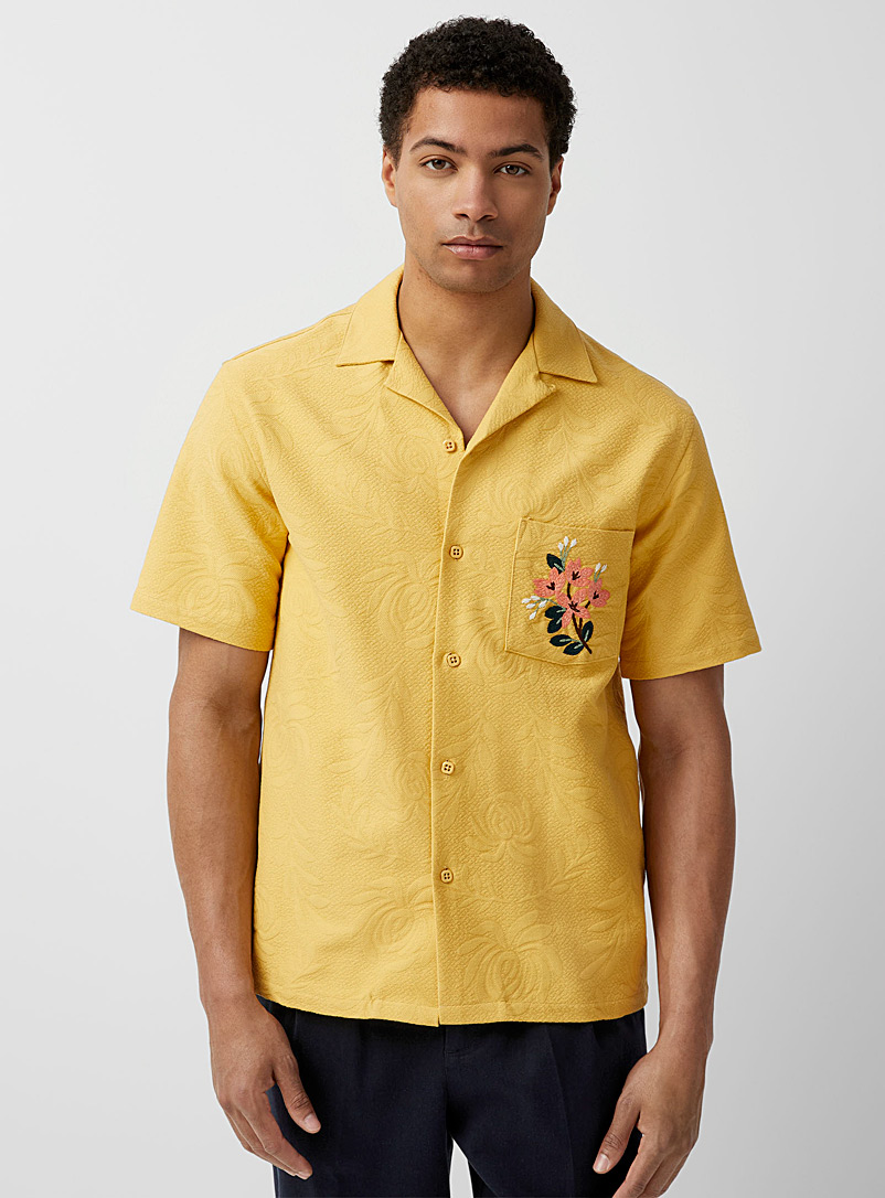 Portuguese Flannel: La chemise col ouvert Beach Resort Jaune doré pour homme