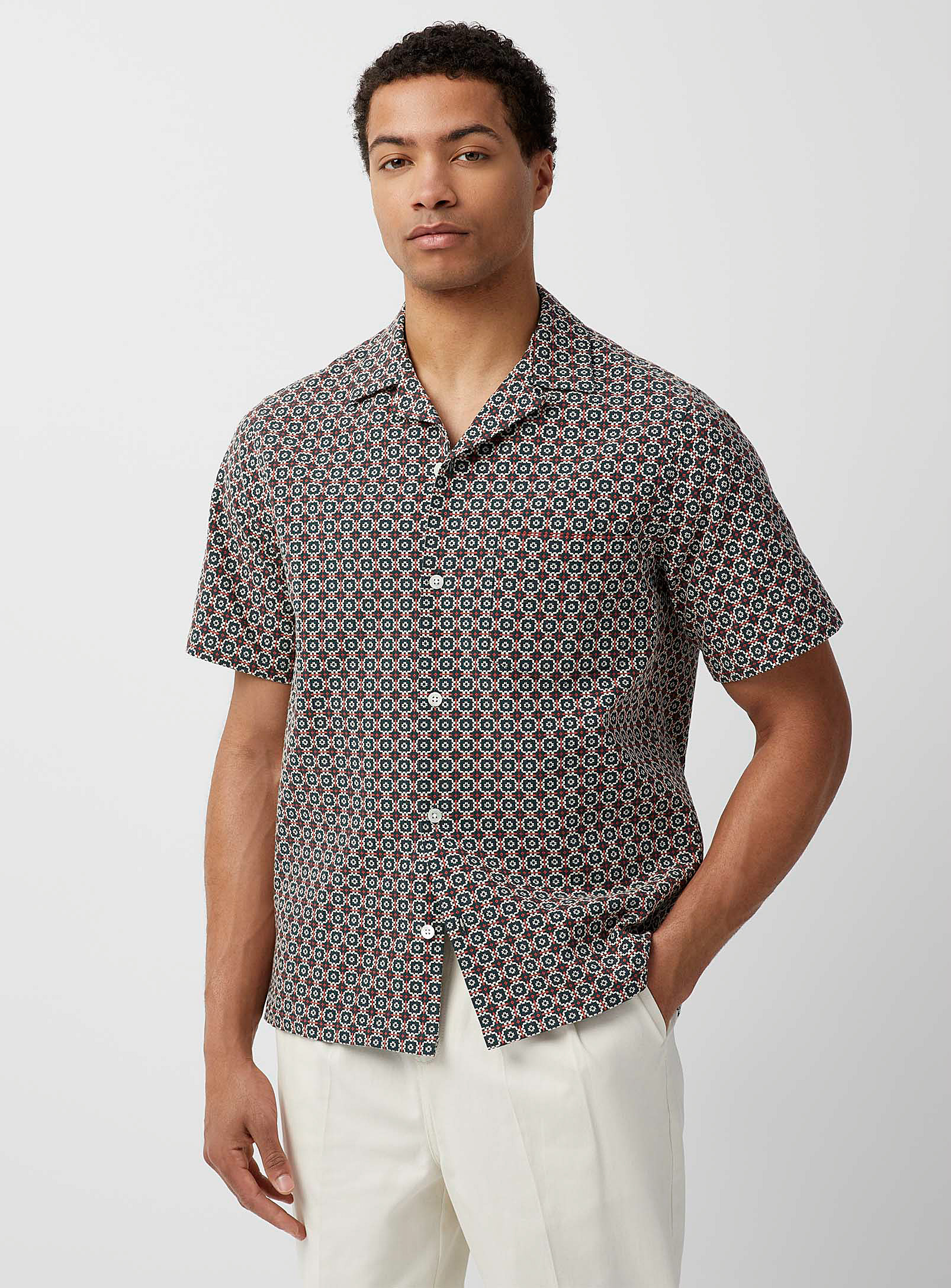Portuguese Flannel - La chemise col ouvert tuiles du Portugal