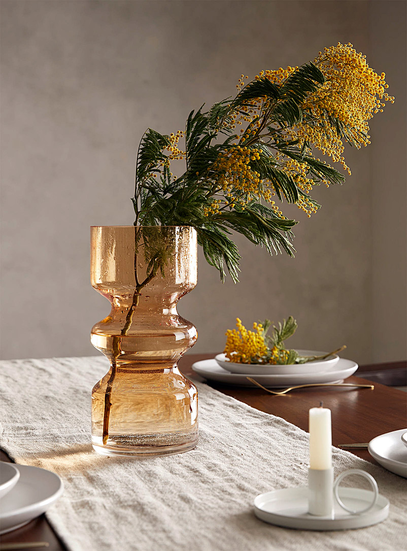 Amber glass sculptural vase