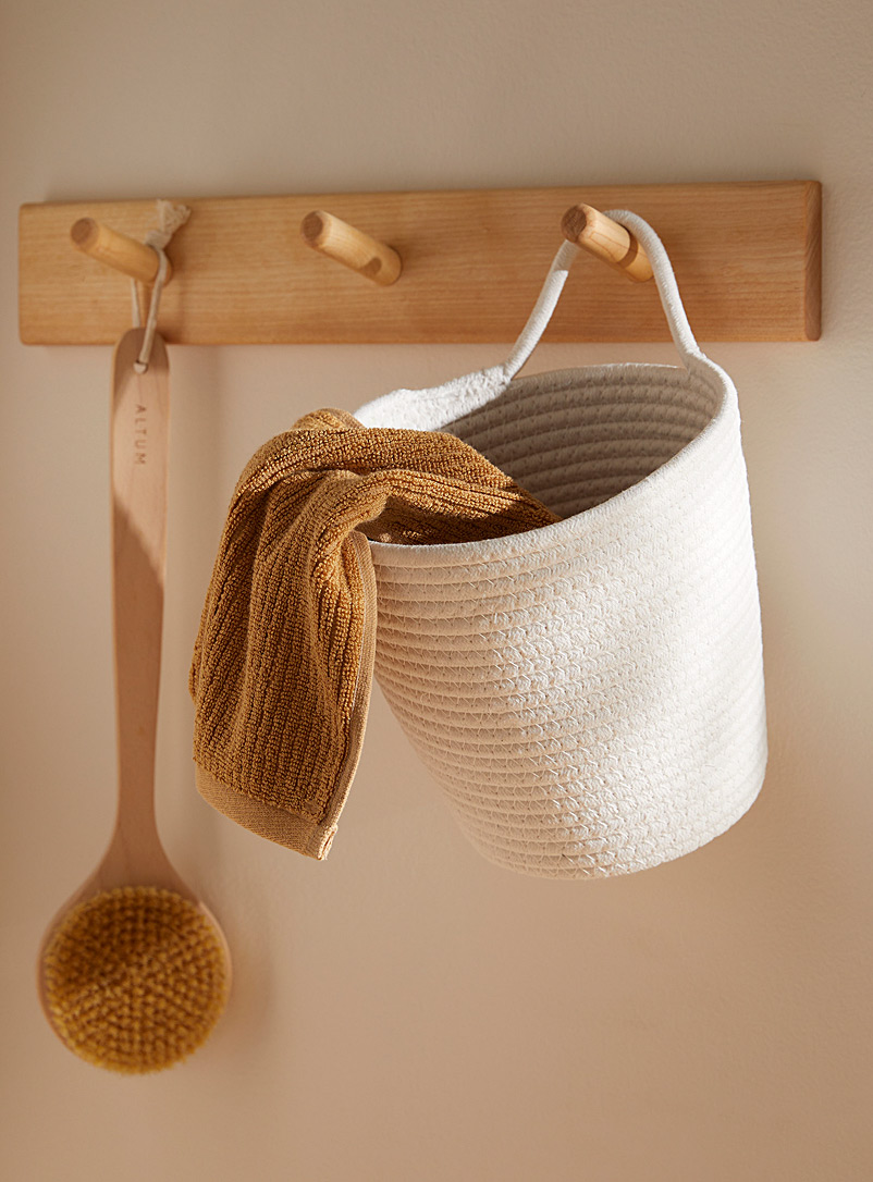 Simons Maison White Rolled rope wall basket