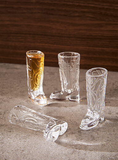 Les verres &agrave; shooter botte de cowboy Ensemble de 4