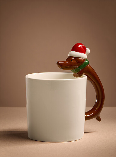 La tasse anse teckel festif <b>Collection de No&euml;l</b>