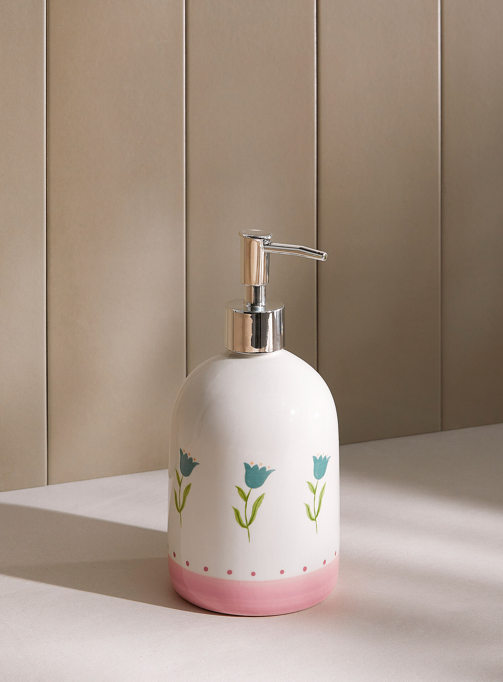 Simons Maison Tulips Soap Pump In Patterned White