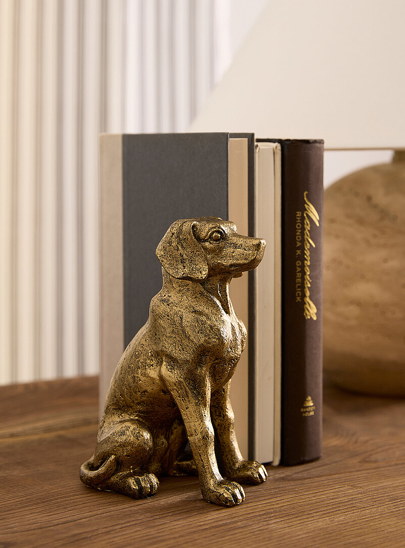 Antique-style golden dog bookend product image (primary)