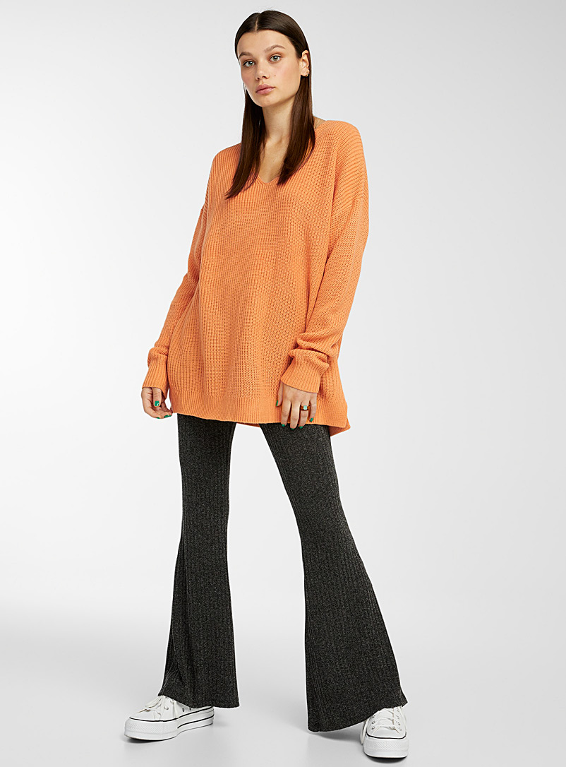 Twik Tangerine Rib-knit V-neck sweater for women