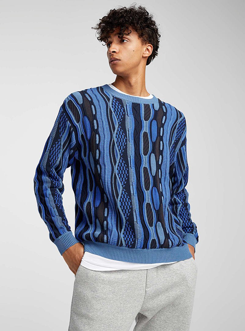 Djab Blue Kaleidoscope knit sweater for men