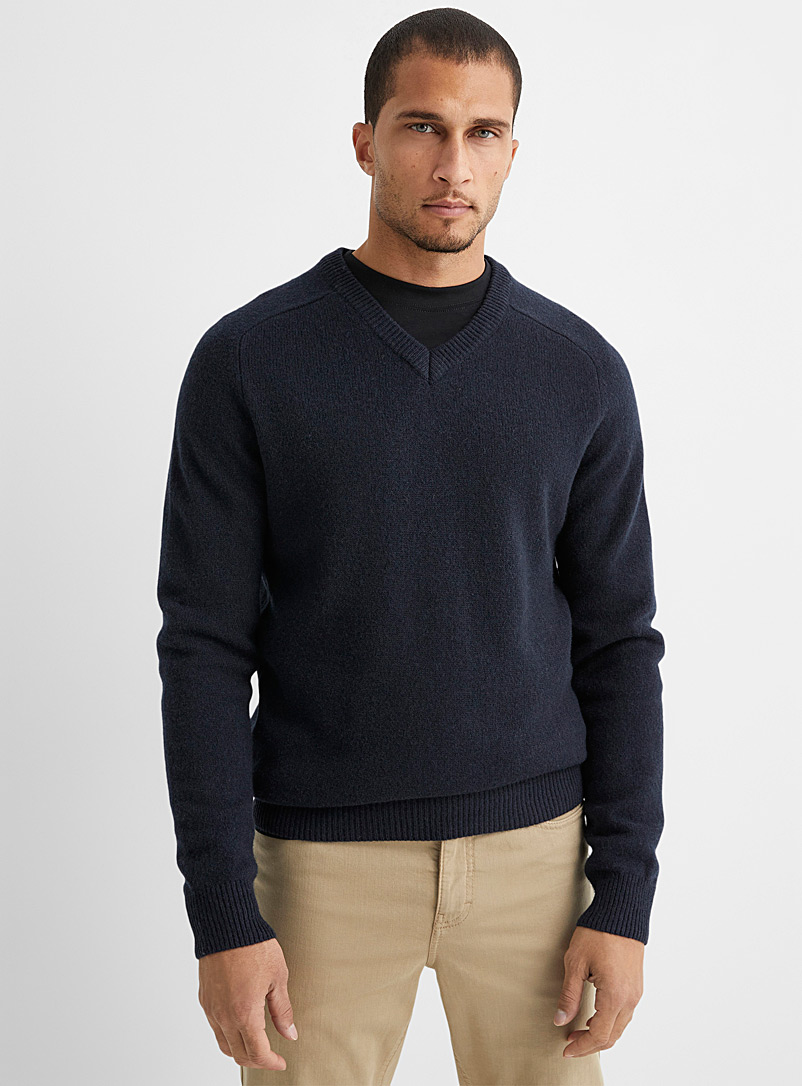 Le 31 Teal V-neck lambswool sweater for men
