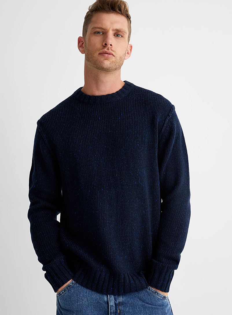Le 31: Le pull tricot tweed col rond Marine pour homme