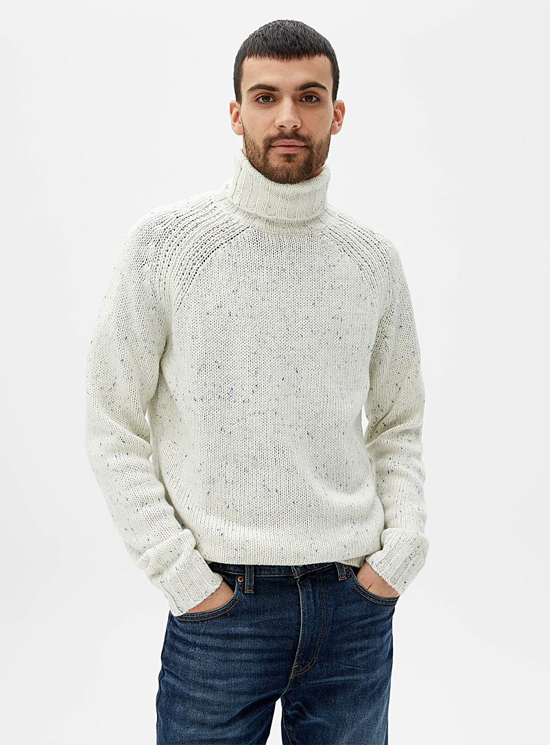 Le 31 Ivory White Tweed knit turtleneck for men