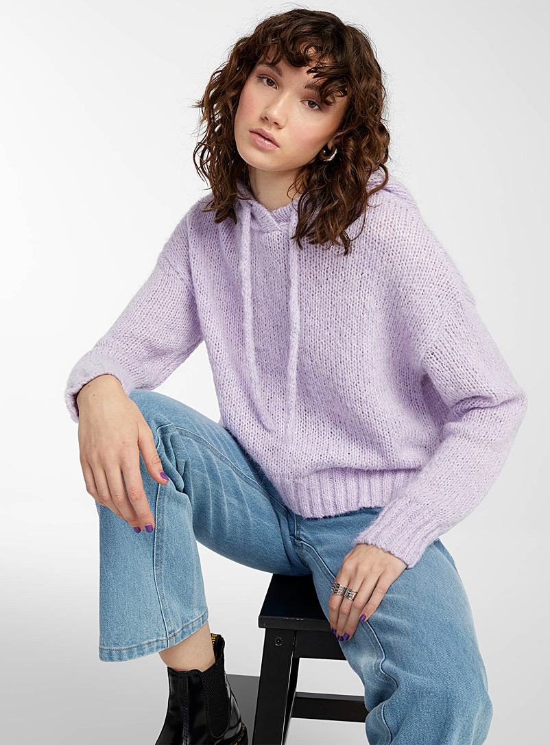 Twik Lilacs Cropped recycled polyester hooded sweater for women