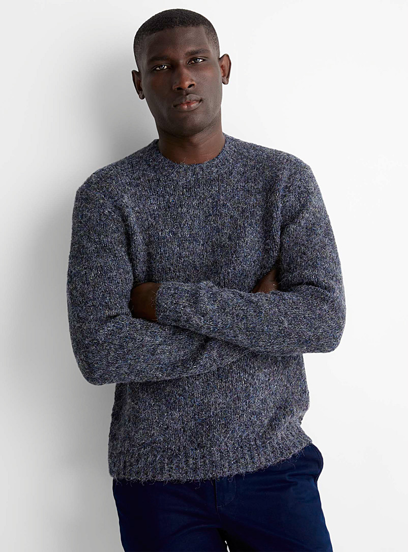 Le 31 Black Faux-mohair knit sweater for men