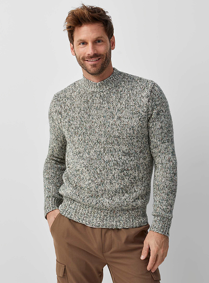 Le 31 Patterned Green Coloured heather sweater for men