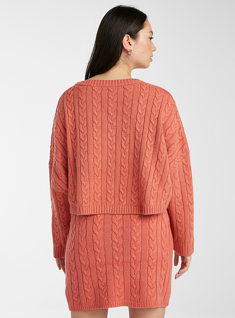 Twik: La jupe ajustée tricot câbles Rose moyen pour femme