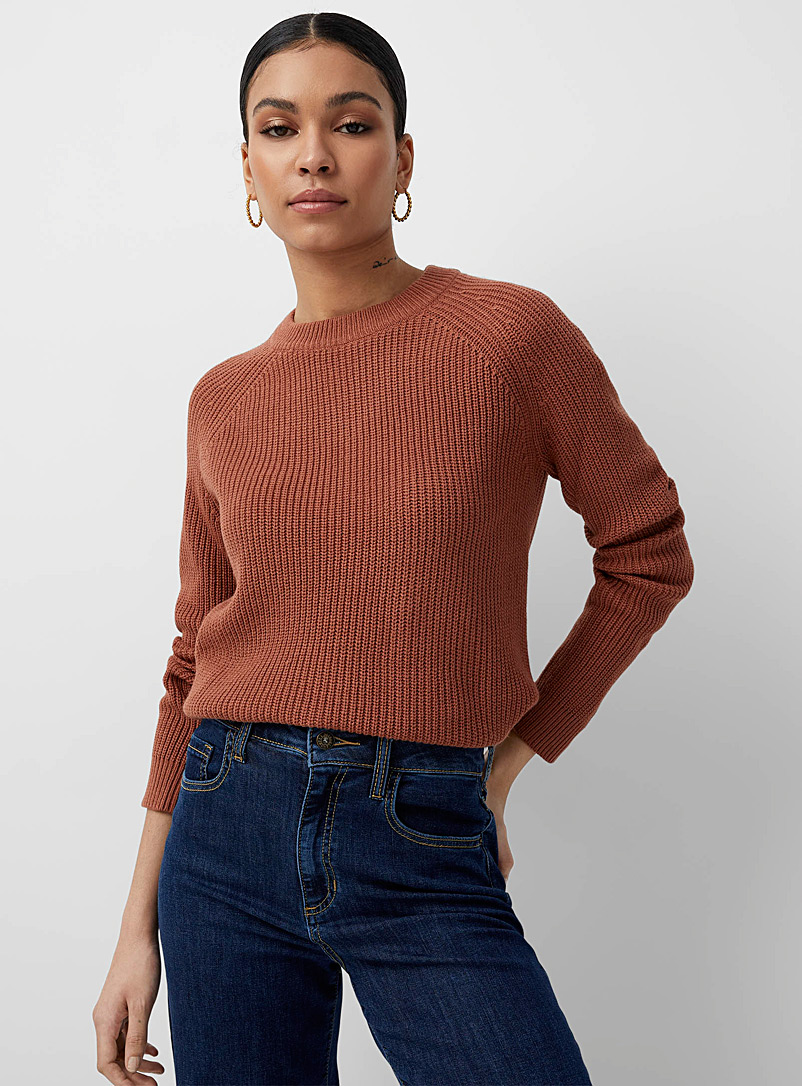 Icône Copper Ribbed raglan sweater for women
