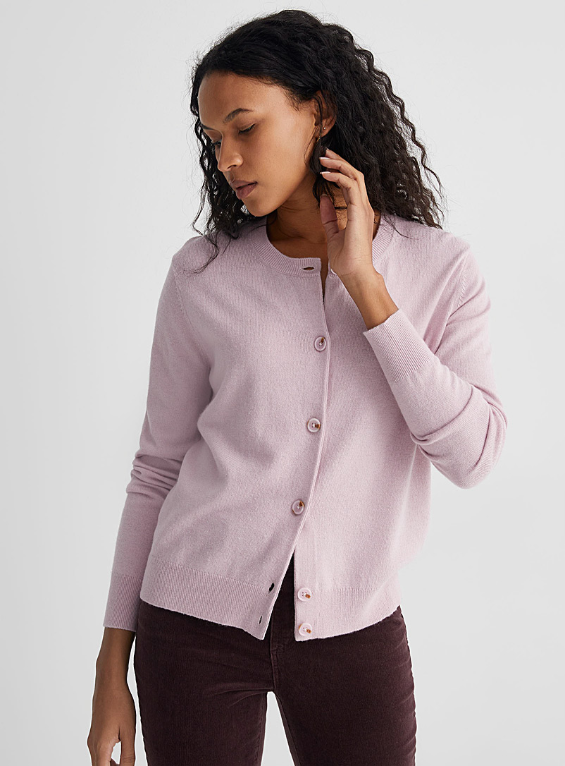 Contemporaine Lilacs Crew neck marbled buttons cardigan for women