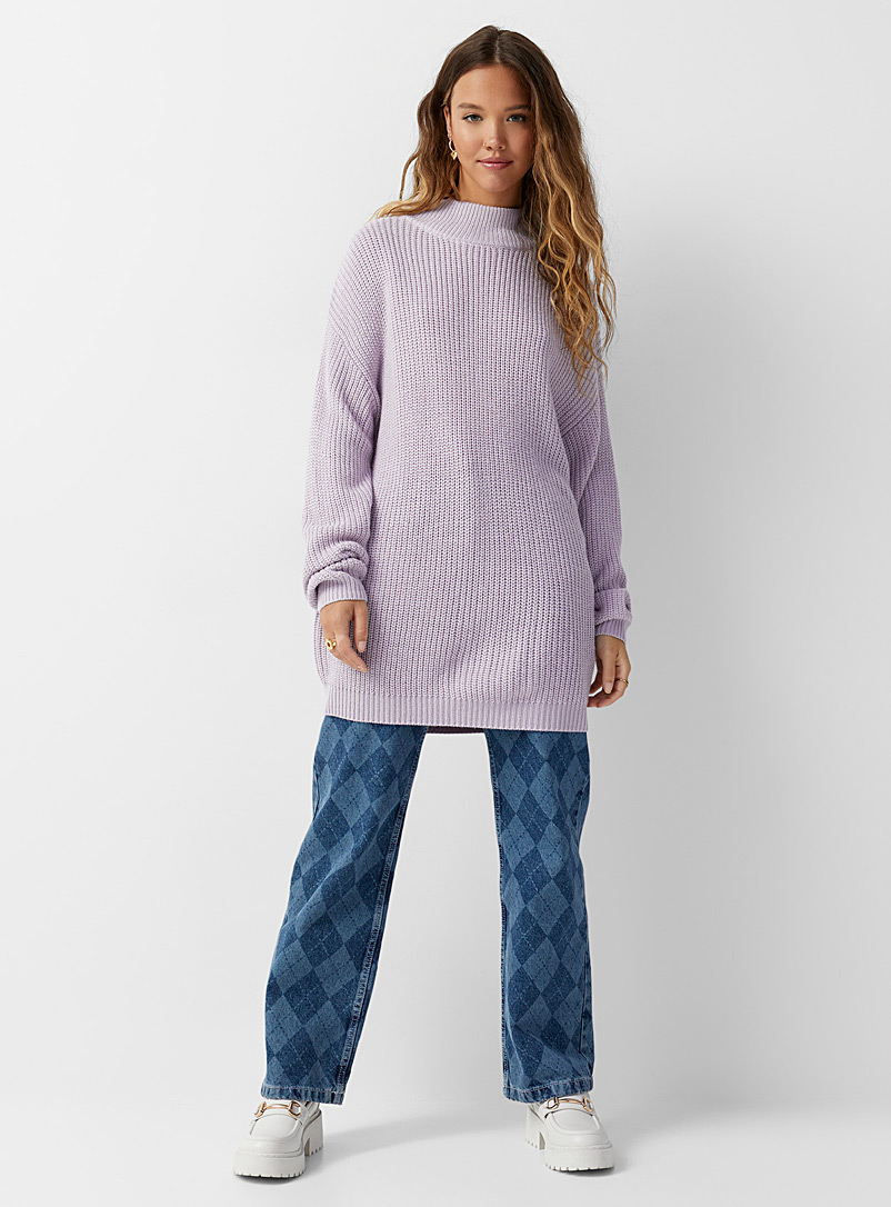 Twik Lilacs Recycled fibre mock-neck tunic sweater for women