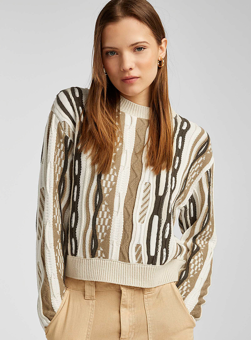Twik Sand Abstract rib sweater for women