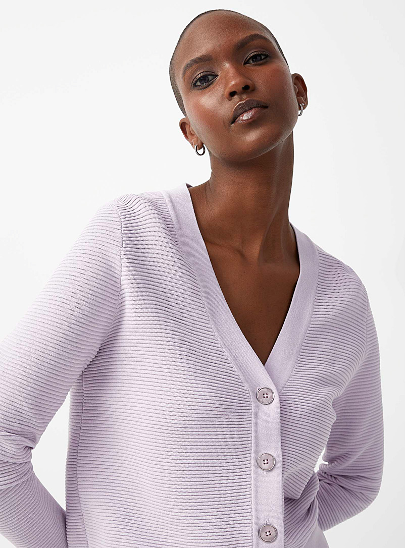 Contemporaine Lilacs Ottoman-knit cropped cardigan for women