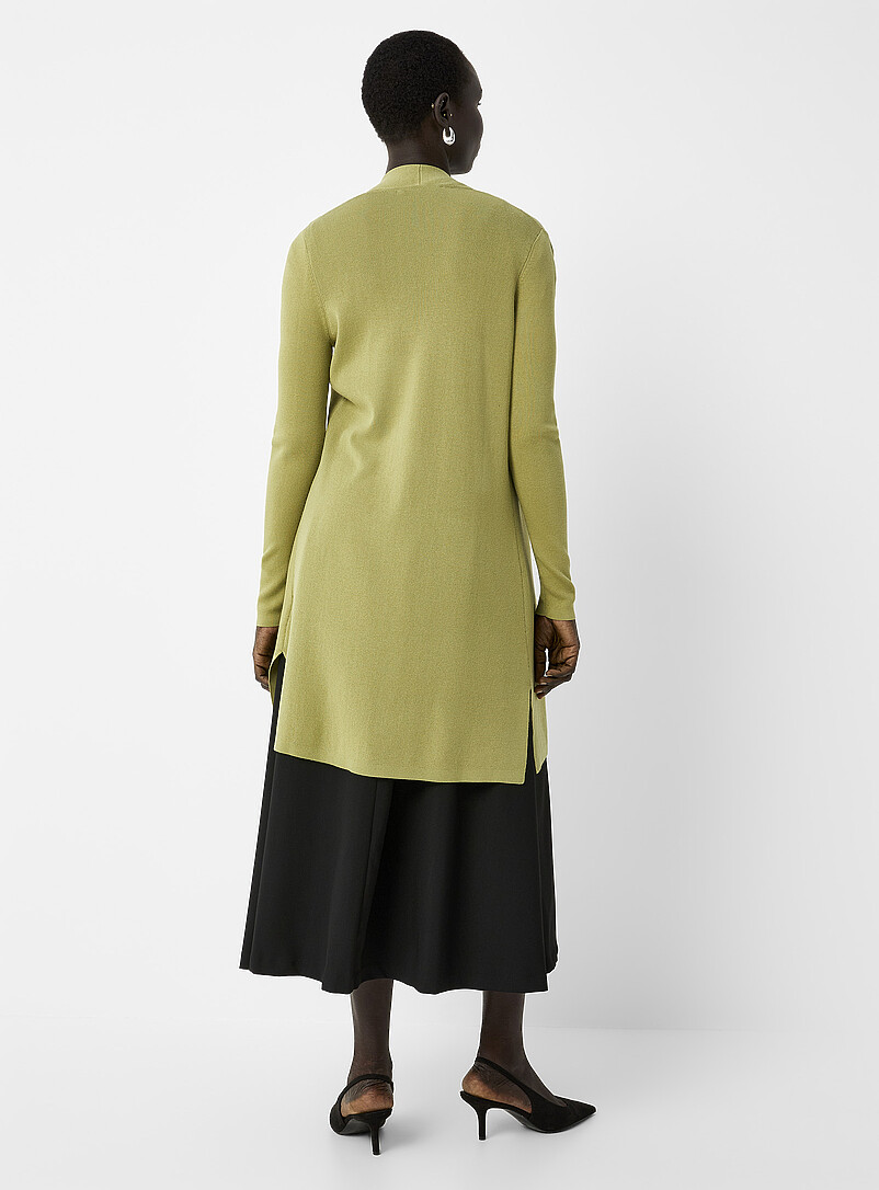 Contemporaine: Le cardigan allong&eacute; ouvert Vert pistache - Menthe pour femme