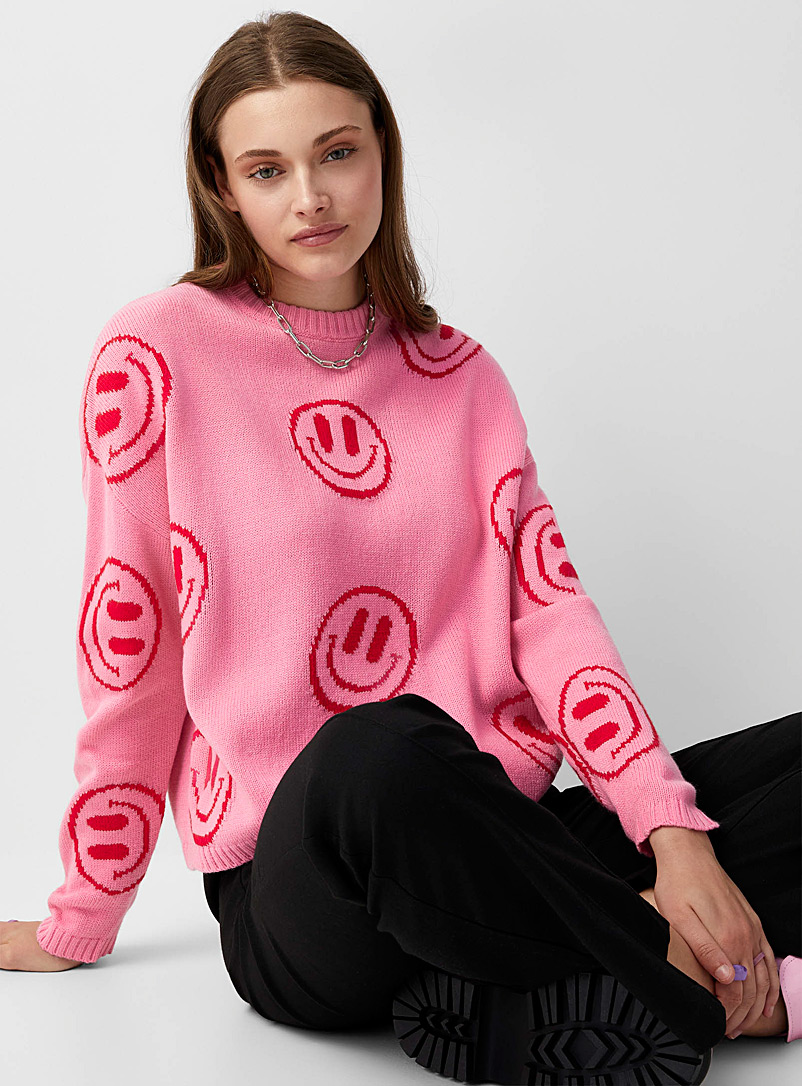 Twik Patterned pink Colourful patterned sweater for women