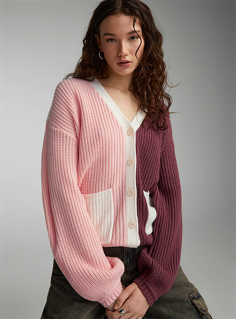 Twik Pink Buttoned rib-knit cardigan for women