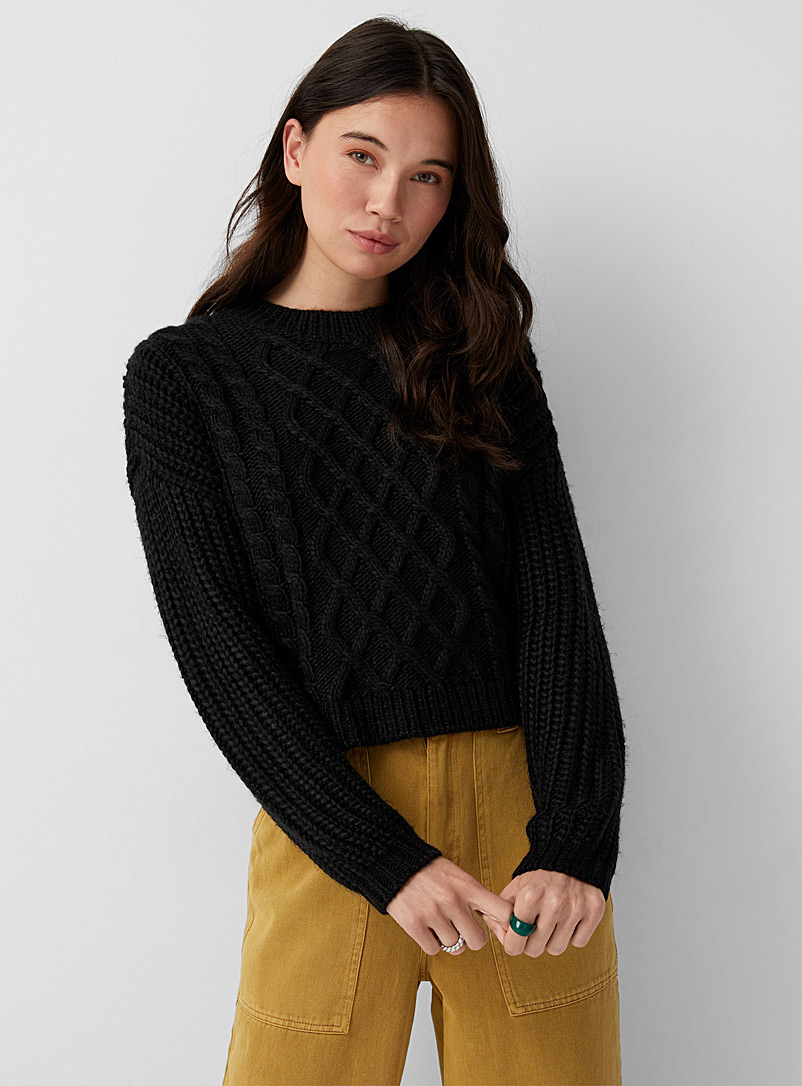 Twik: Le pull tricot dense Noir pour femme