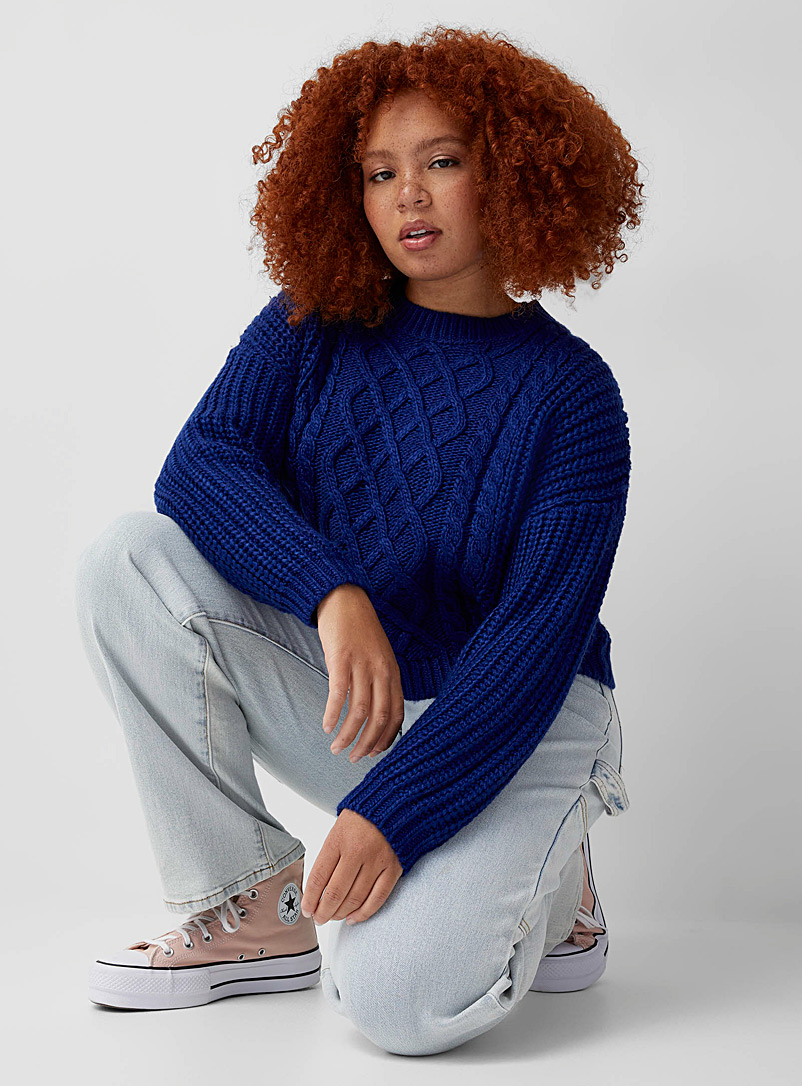 Twik Sapphire Blue Thick knit sweater for women