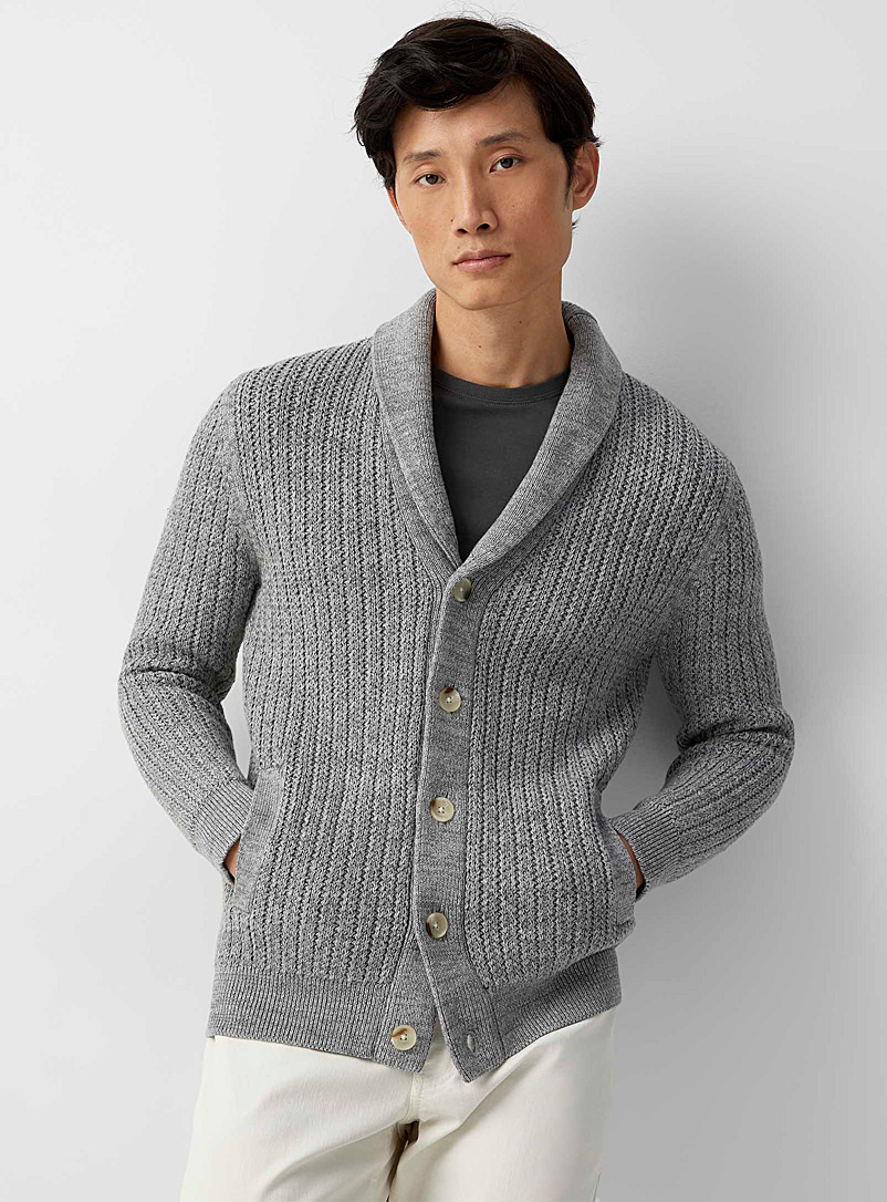Le 31 Oxford SUPIMA® cotton shawl-collar cardigan for men