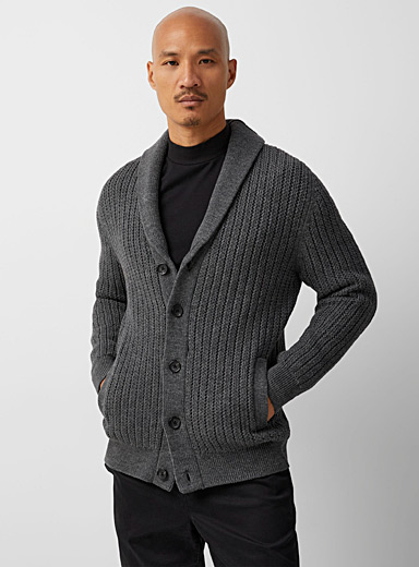 Basketweave knit zip cardigan | Le 31 | Shop Men's Shawl Collar 
