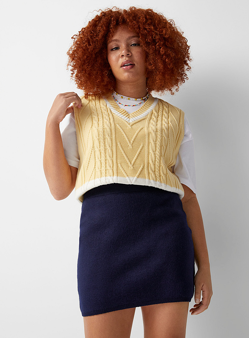 Twik Marine Blue Plush knit fitted skirt for women