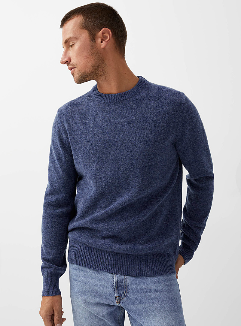 Le 31 Blue Recycled lambswool crew-neck sweater for men