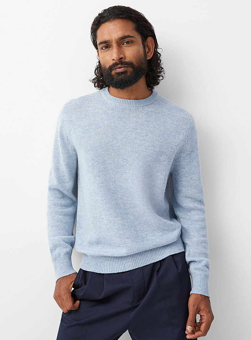 Le 31 Baby Blue Recycled lambswool crew-neck sweater for men