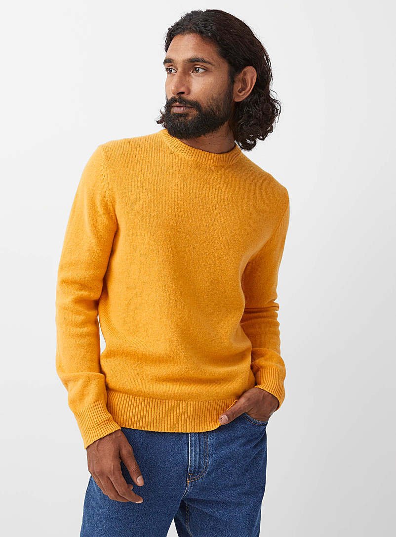 Le 31 Dark Yellow Recycled lambswool crew-neck sweater for men