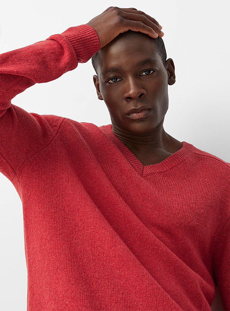 Le 31 Coral Recycled lambswool V-neck sweater for men