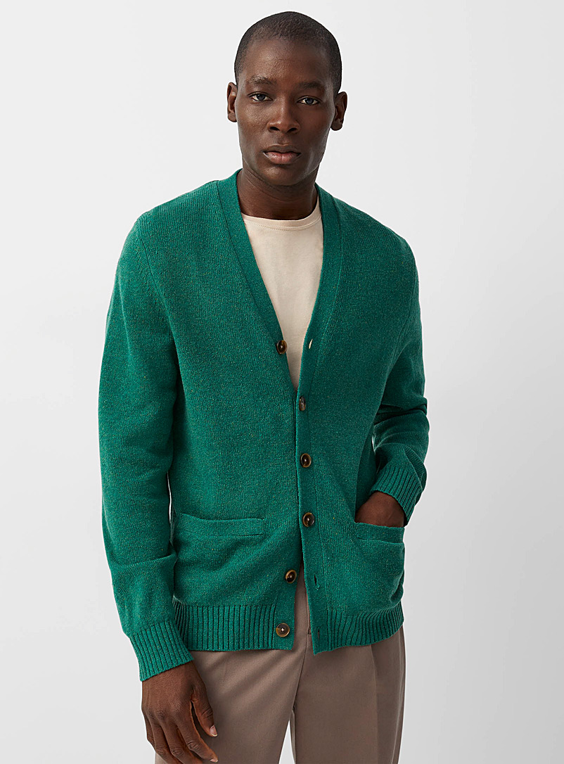 Le 31 Green Recycled lambswool cardigan for men