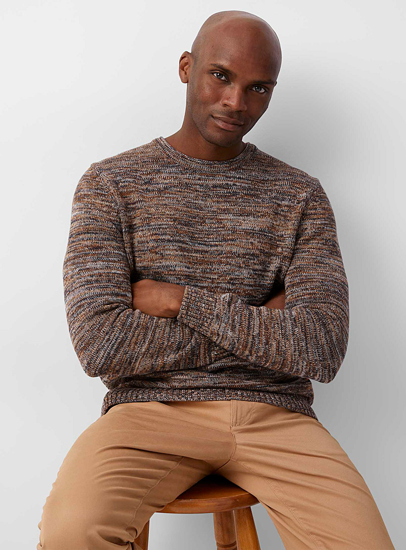 Le 31 Blue Mixed-knit sweater for men