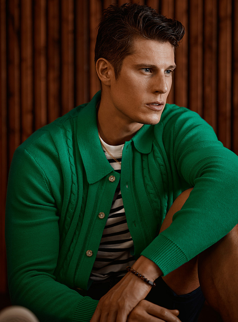 Le 31 Green Point collar cardigan for men