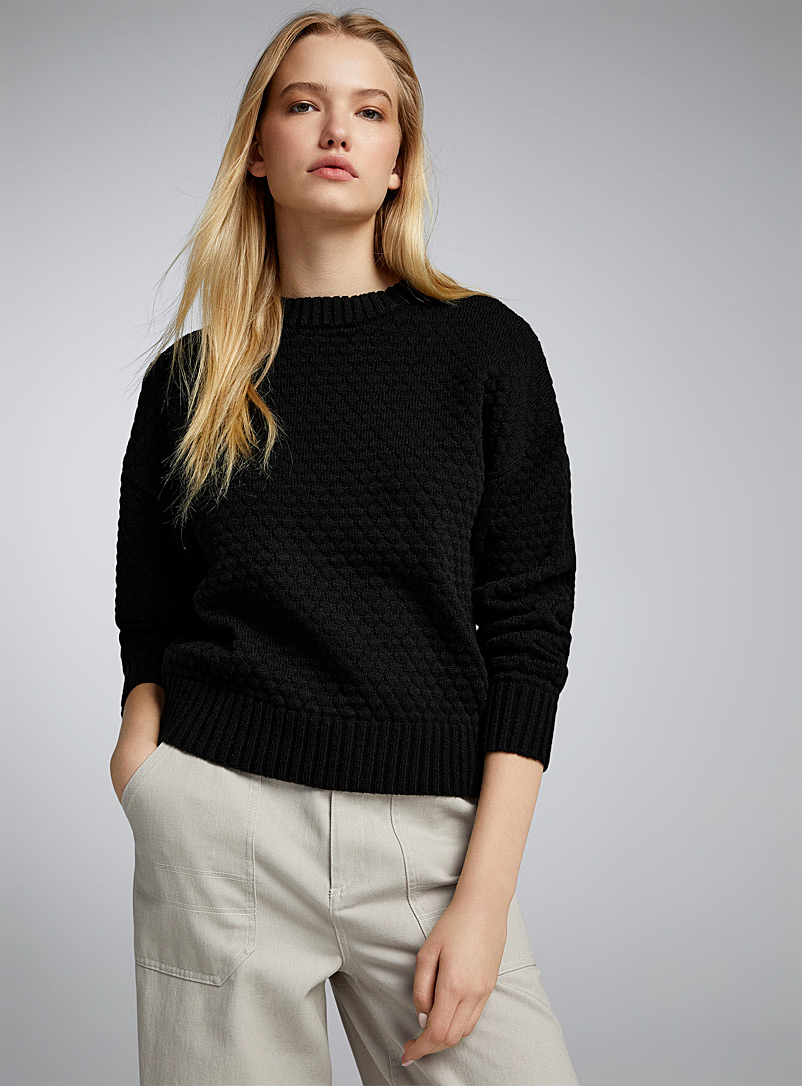 Twik Black Diamond-textured sweater for women
