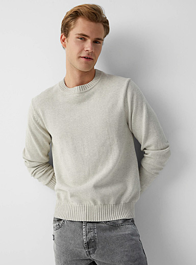 Le 31 Light Grey Botanical dye sweater for men