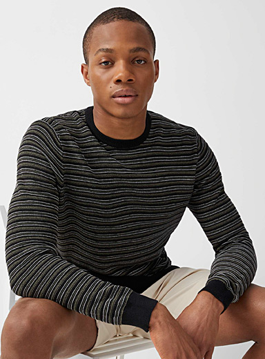 Reversed jacquard stripe sweater | Le 31 | Shop Men's Crew Neck ...