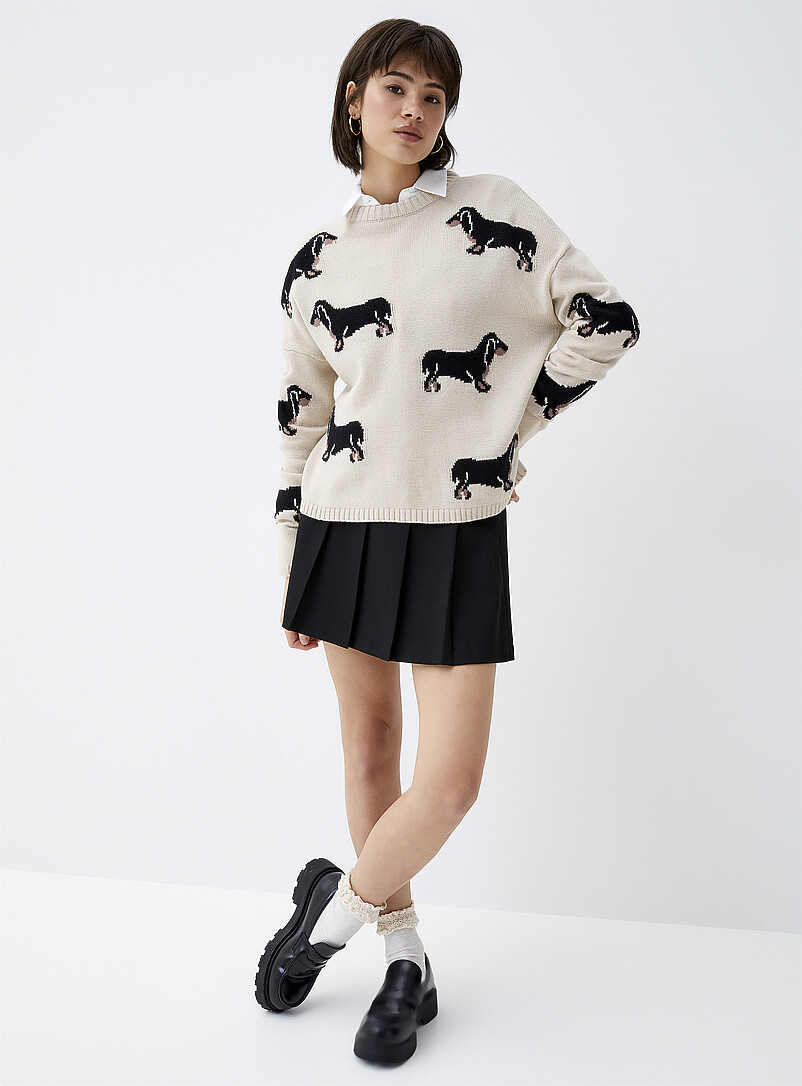 Twik: Le chandail jacquard imag&eacute; Blanc &agrave; motif  pour femme