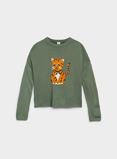 Twik Assorted Green Picture jacquard sweater for women
