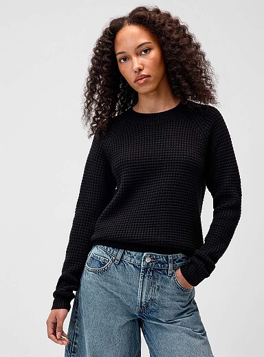 Boxy-fit waffle-knit sweater