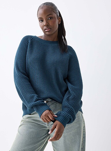 Boxy-fit waffle-knit sweater