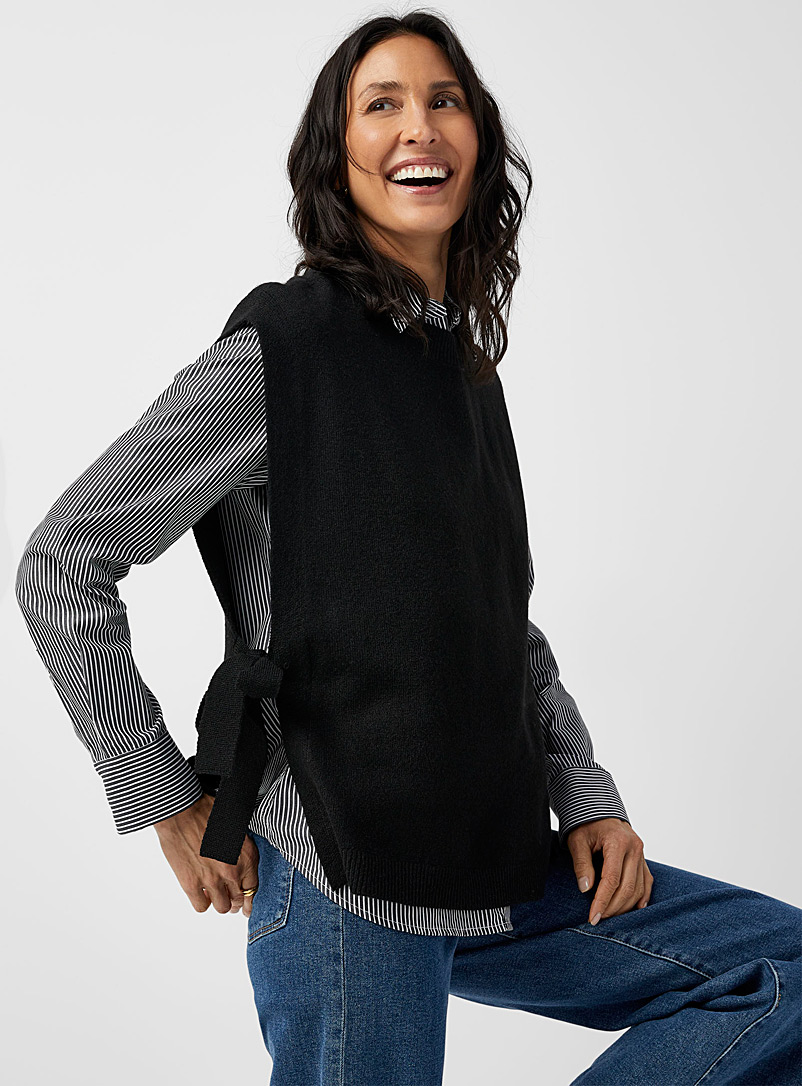 Contemporaine Black Side knots sweater vest for women