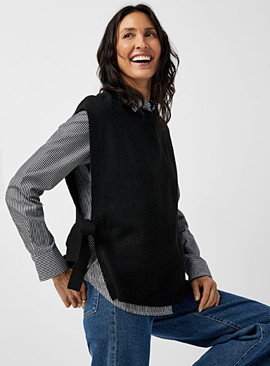 Contemporaine Black Side knots sweater vest for women