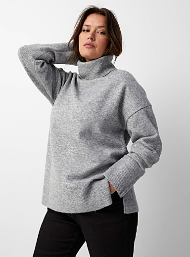 Contemporaine Oxford Ribbed edging oversized turtleneck for women