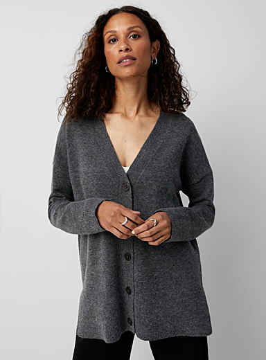Contemporaine Oxford V-neck tunic cardigan for women